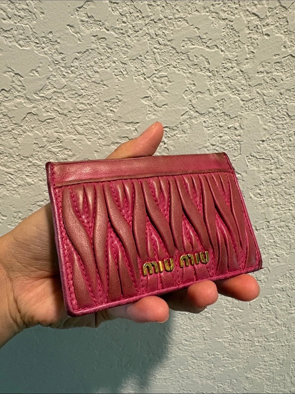 Miu Miu Pink Matelassé Card Holder Quilted
